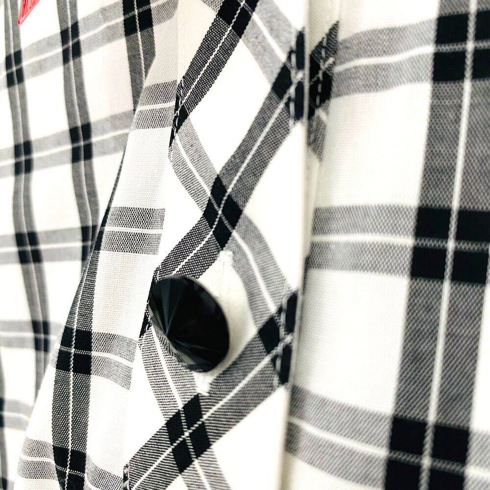 Talbots Women's Blouse Plus Size 16W Plaid Black Pullover 1/4 Button Long Sleeve - Picture 6 of 14
